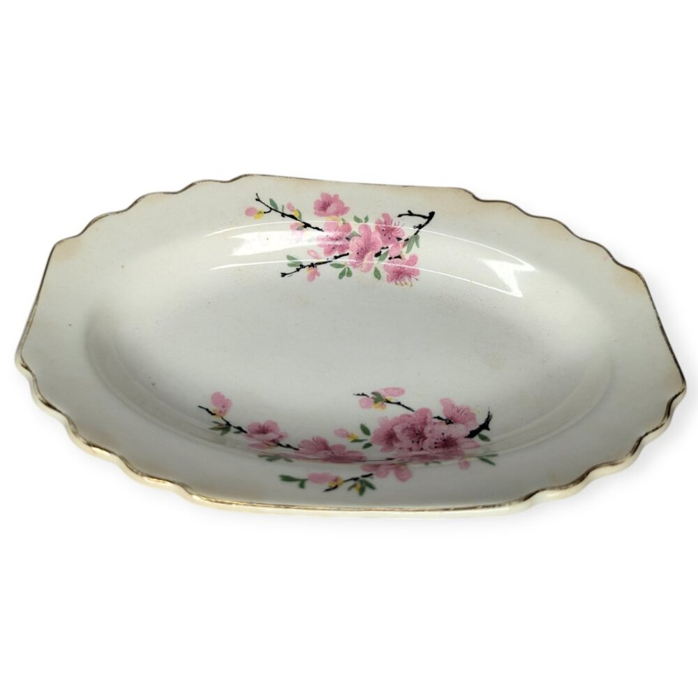 Vintage WS George Peach Blossom w/ 22 Carat Gold Accents 7.1/2" Ceramic Platter